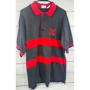 Vintage Pro Edge Nebraska Huskers Polo Shirt Mens Large Black‎ Red Colorblock L